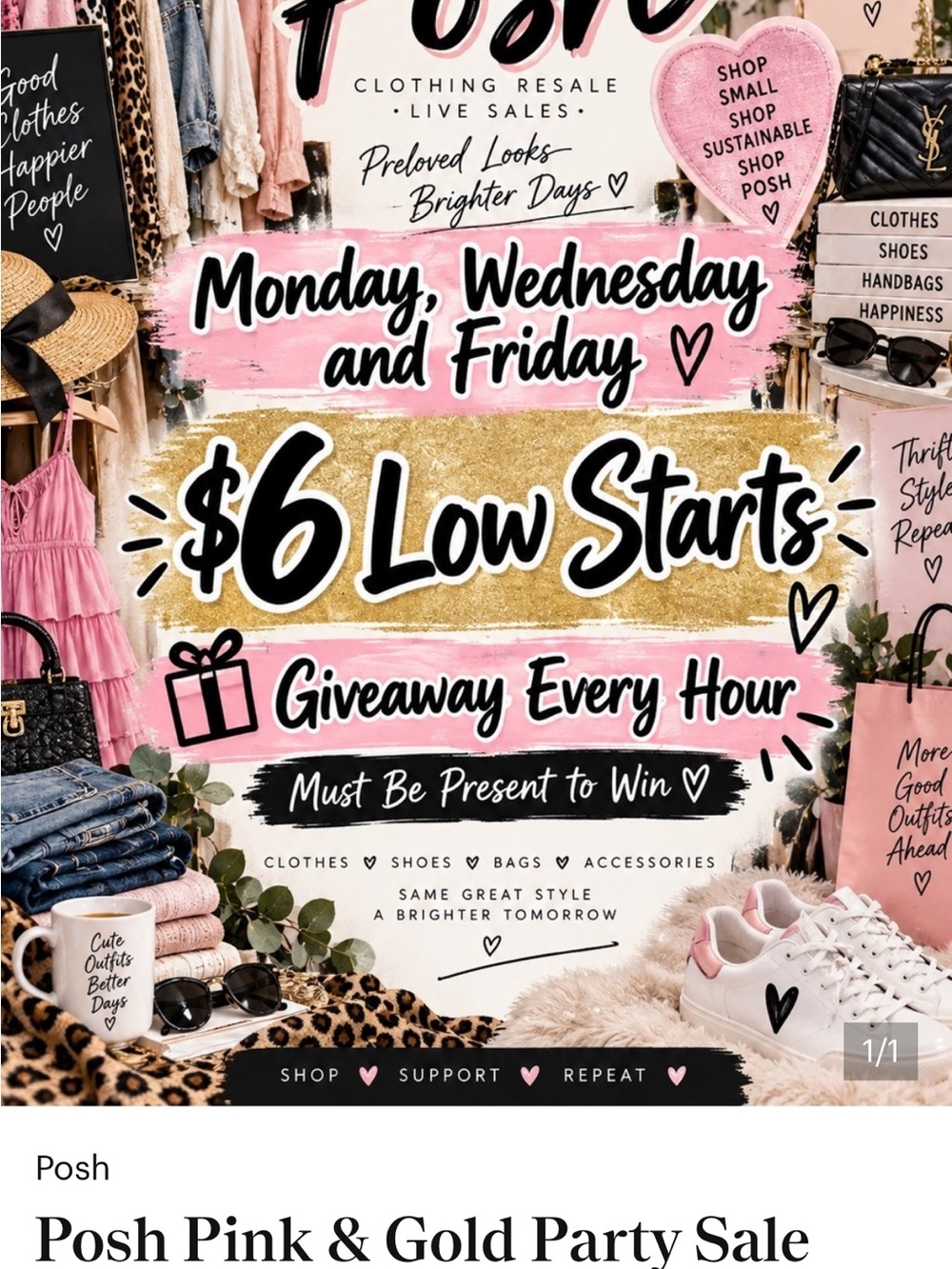Posh Pink & Gold Giveaway Sale Sign
